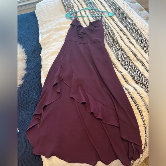 dillards Dresses Dillards Maroon Maxi Dress With Ruffles Poshmark